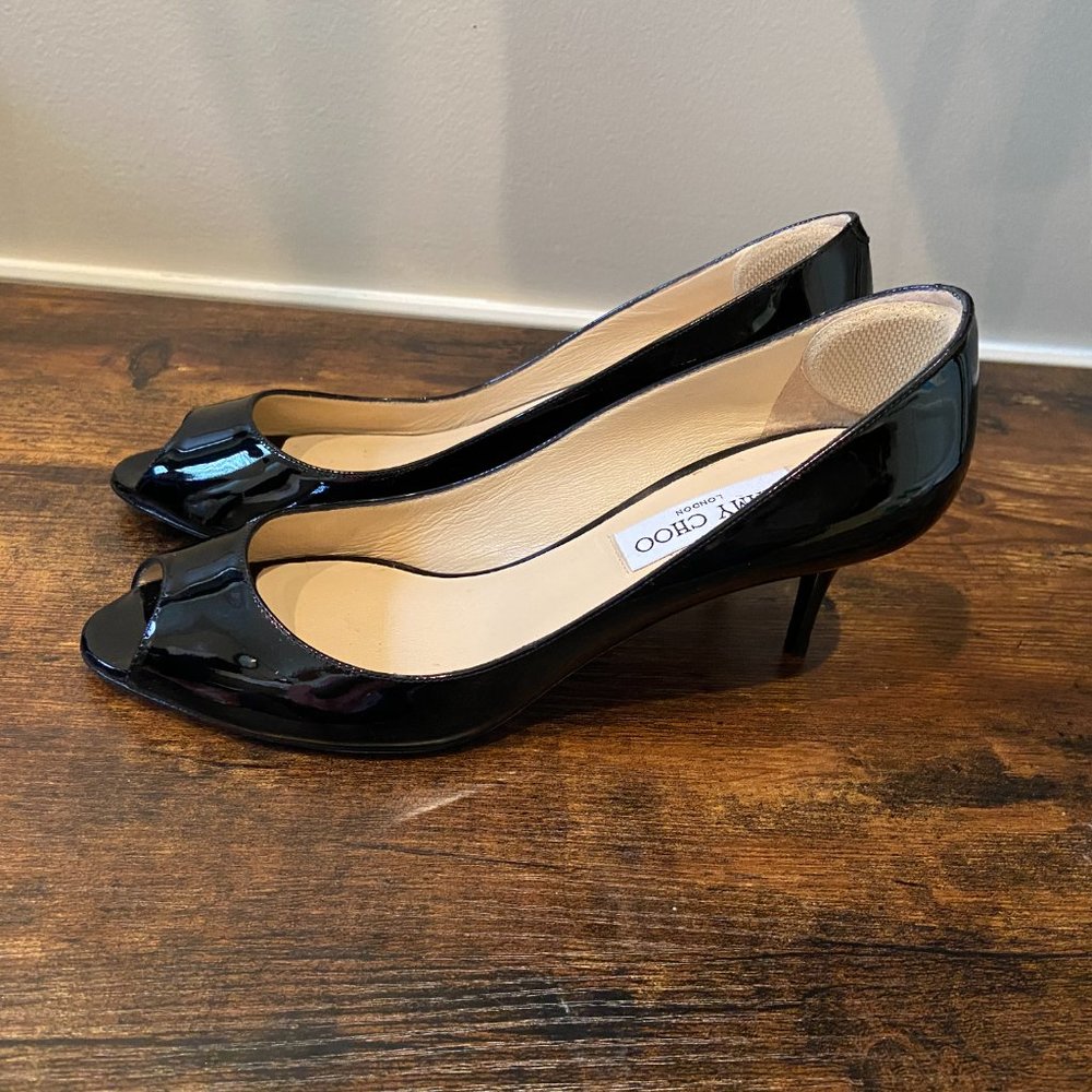 Jimmy Choo Isabel Peep Toe Kitten Heel Pumps 38.5